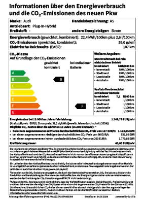PKW Label Audi A5 Avant e-hybrid quattro
