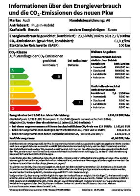 PKW Label Audi A6 Avant e-hybrid quattro