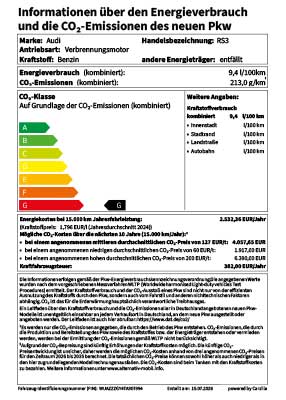 PKW Label Audi RS 3 Limousine